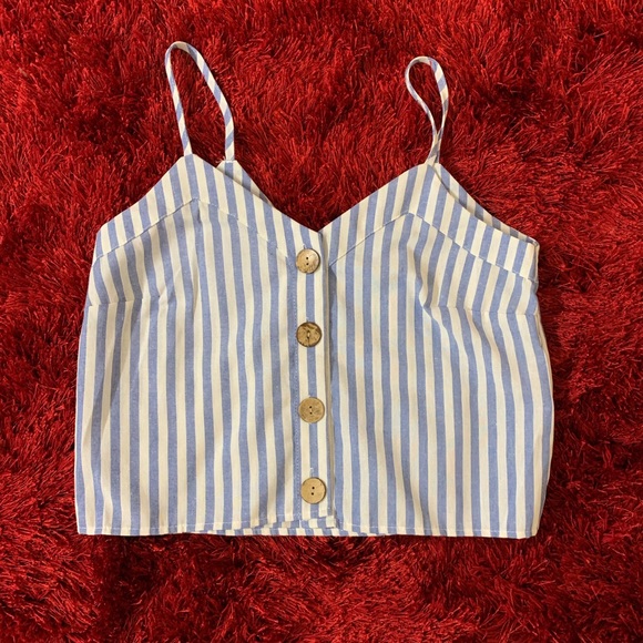 SHEIN Tops - Blue and White Tank Top